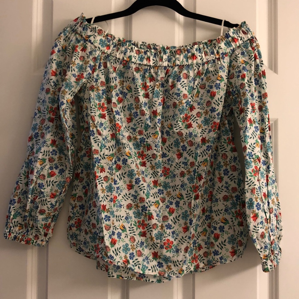 J. Crew Liberty print off the shoulder top